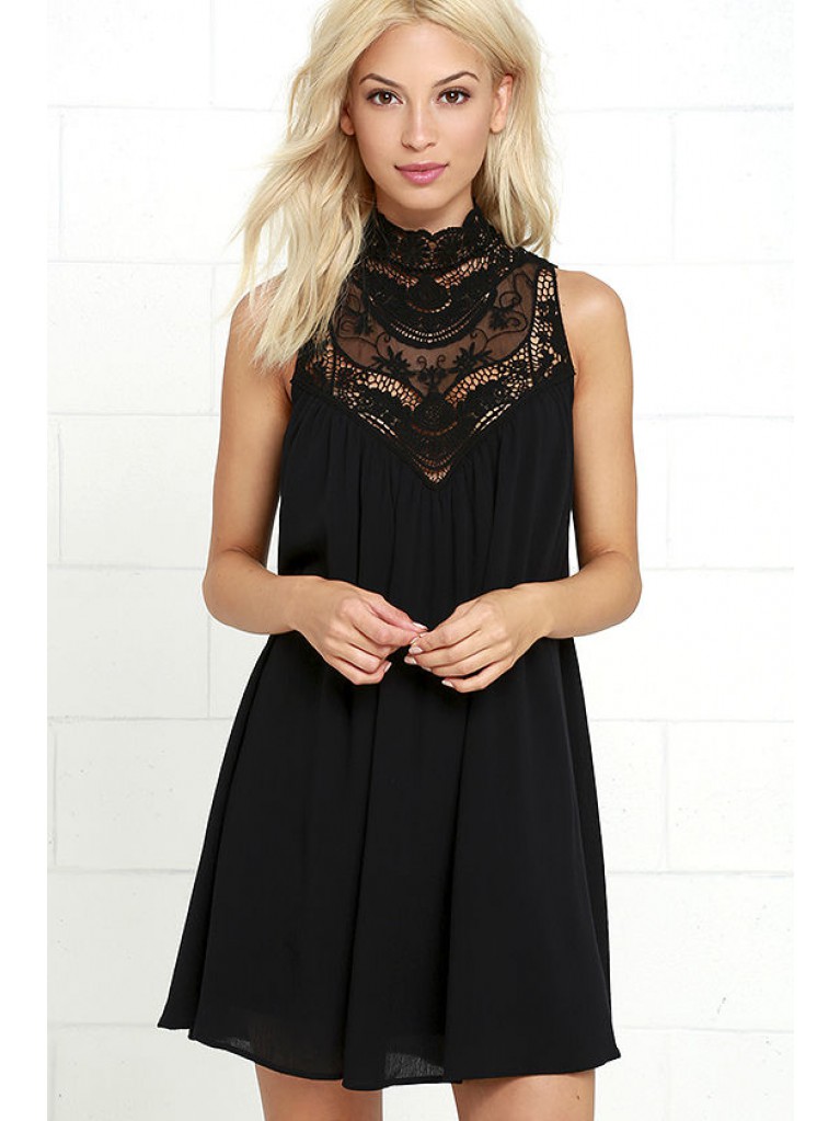 ASANA BLACK LACE SWING DRESS