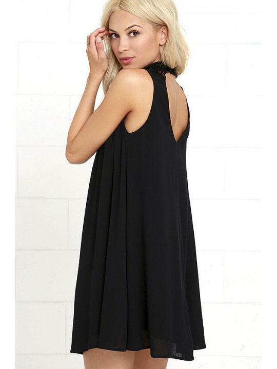 ASANA BLACK LACE SWING DRESS